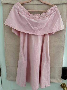 H&M Blush Pink Off-Shoulder Midi Dress